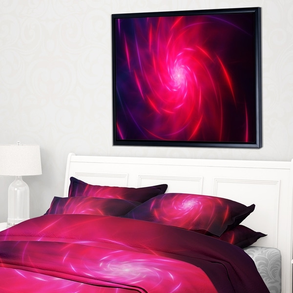 Designart 'Pink Whirlpool Fractal Spirals' Abstract Art on Framed Canvas