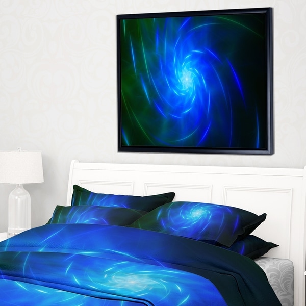 Designart 'Blue Fractal Whirlpool Design' Abstract Wall Art Framed Canvas
