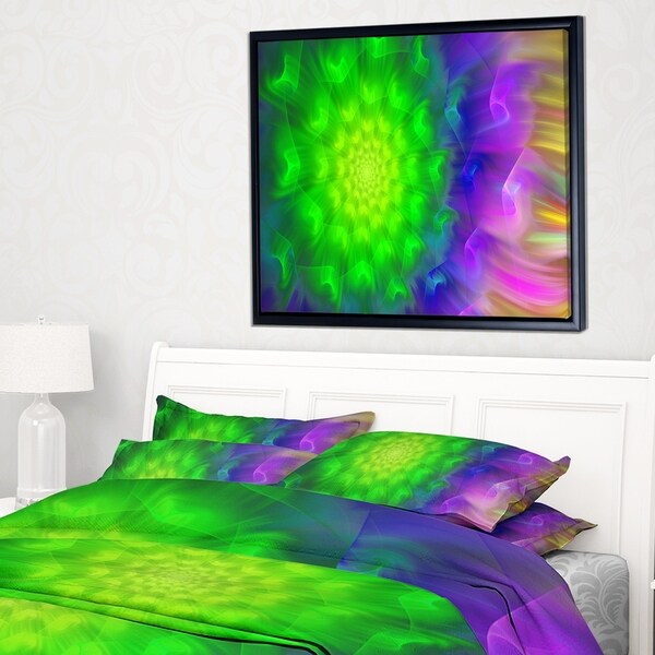 Designart 'Spectacular Green Dandelion' Floral Framed Canvas Art Print