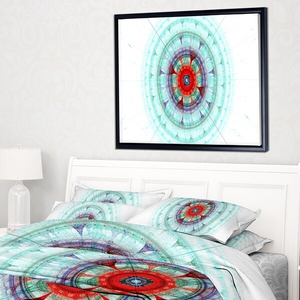 Designart 'Light Blue Fractal Sphere' Abstract Wall Art Framed Canvas