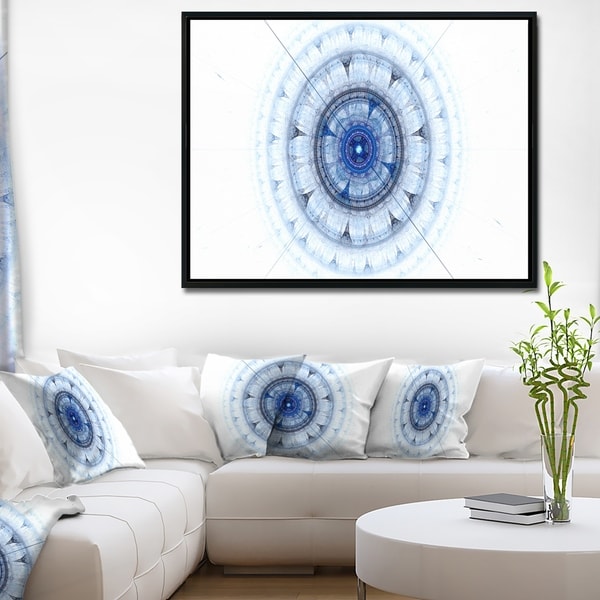 Designart 'Cabalistic Blue Fractal Sphere' Abstract Framed Canvas Art Print