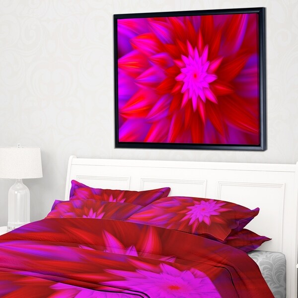 Designart 'Dance of Bright Spiral Pink Flower' Floral Framed Canvas Art Print