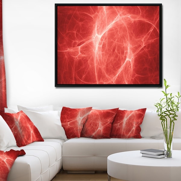 Designart 'Bright Lightning on Red Sky' Floral Framed Canvas Art Print