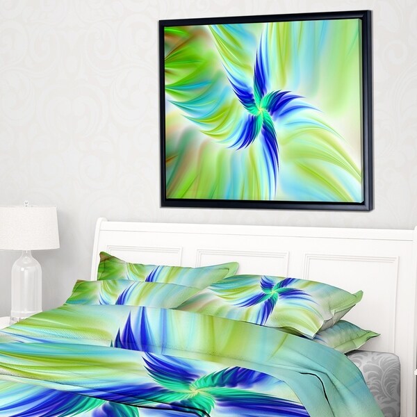 Designart 'Huge Rotating Green Flower' Floral Framed Canvas Art Print