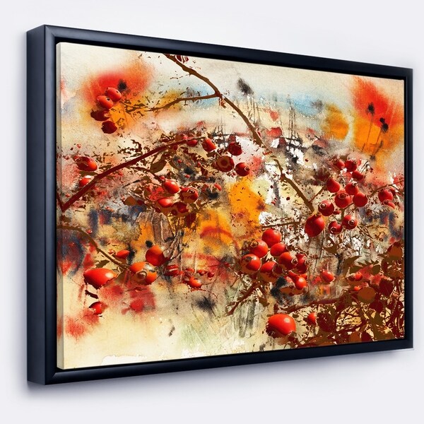 Designart 'Brier Rose Abstract Background' Large Floral Framed Canvas Art Print