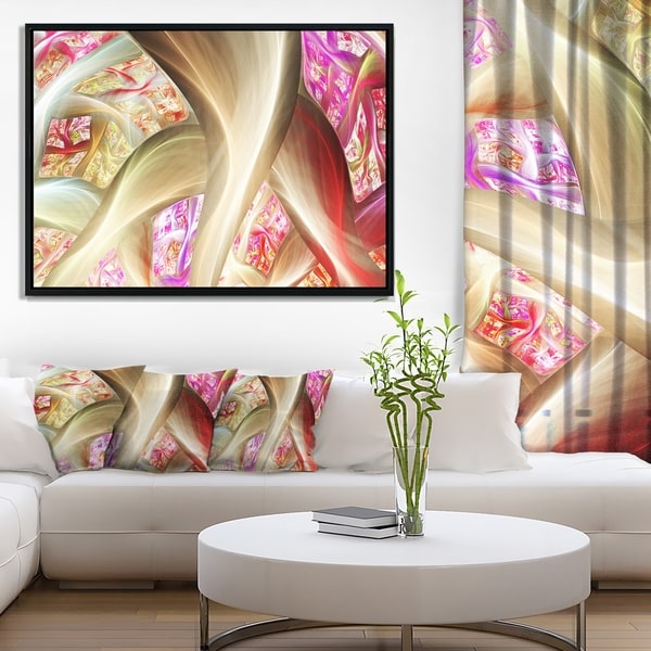 Designart 'Golden Red Fractal Plant Stems' Abstract Framed Canvas Art Print