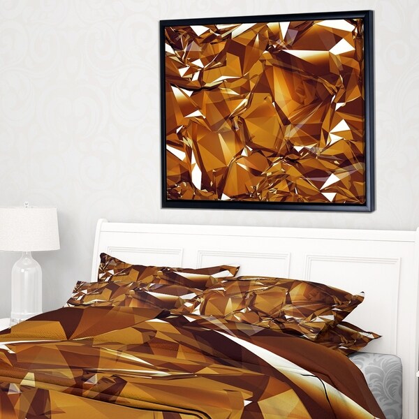 Designart '3D Gold Crystal Background' Abstract Framed Canvas Wall Art