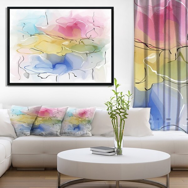Designart 'Abstract Floral Illustration Design' Extra Large Floral Framed Canvas Art