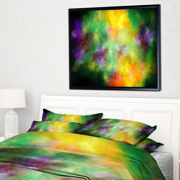 Designart 'Colorful Sky with Blur Stars' Abstract Framed Canvas Art Print