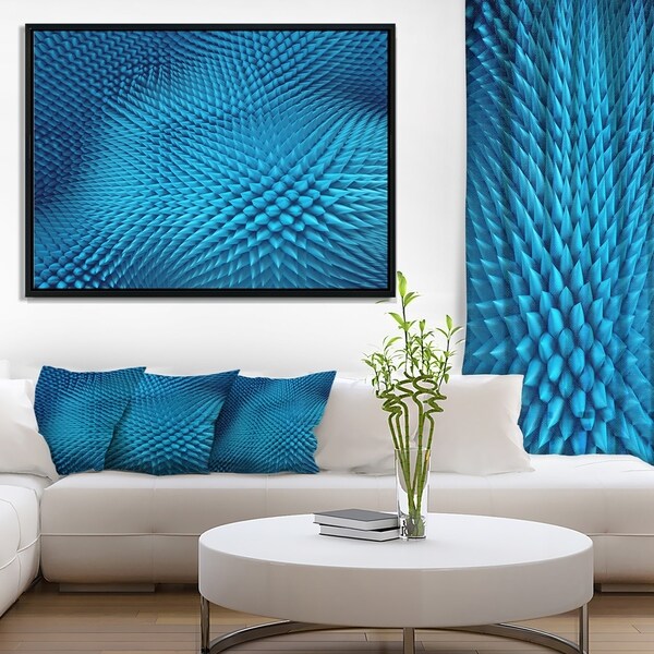 Designart 'Wavy Blue Prickly Design' Abstract Framed Canvas Art Print