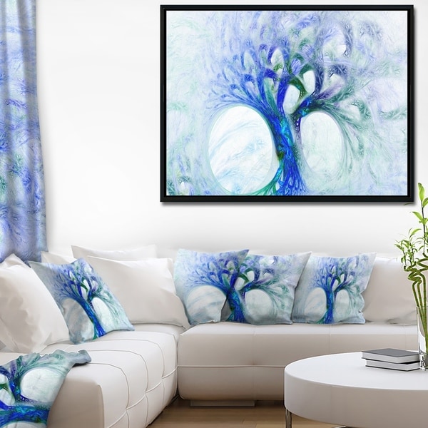 Designart 'Blue Mystic Psychedelic Tree' Abstract Wall Art Framed Canvas