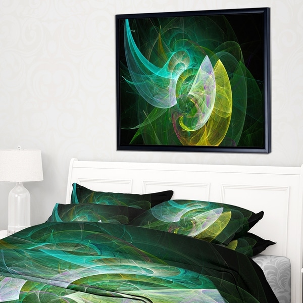 Designart 'Green Mystic Psychedelic Texture' Abstract Art on Framed Canvas
