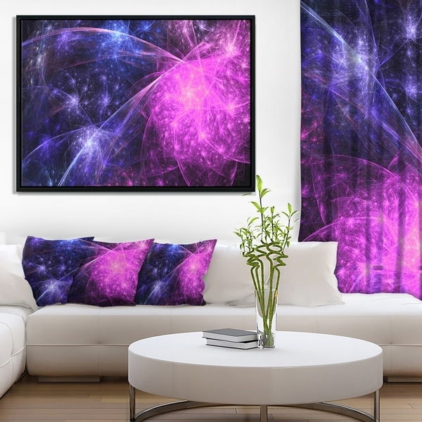 Designart 'Purple Pink Colorful Fireworks' Abstract Art on Framed Canvas
