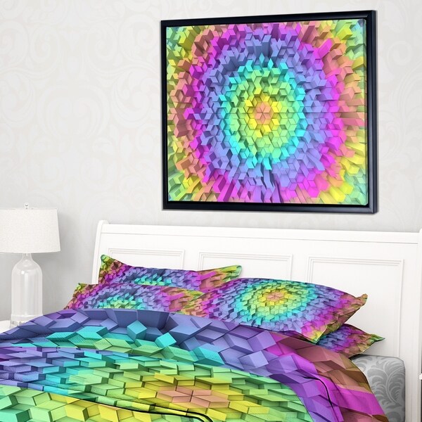 Designart 'View of Colorful Geometric Shapes' Abstract Art on Framed Canvas