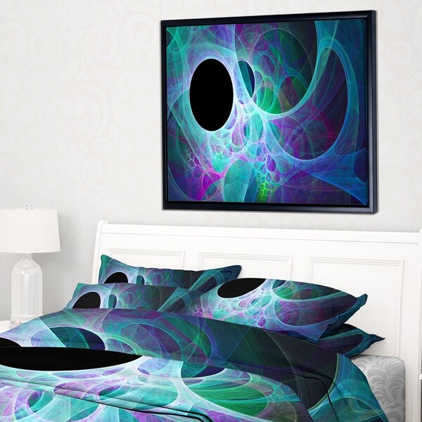 Designart 'Blue Angel Wings on Black' Abstract Wall Art Framed Canvas