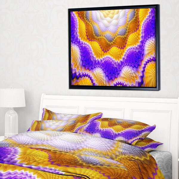 Designart 'Blue Yellow Snake Skin Flower' Abstract Wall Art Framed Canvas