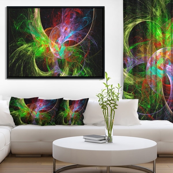 Designart 'Multi Color Fractal Abstract Design' Abstract Framed Canvas Art Print
