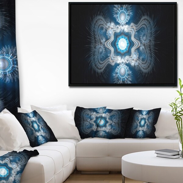 Designart 'Cabalistic Clear Blue Texture' Abstract Framed Canvas Art Print