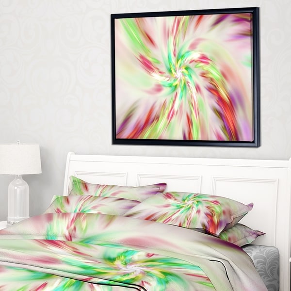Designart 'Exotic Multi Color Spiral Flower' Abstract Framed Canvas Art Print