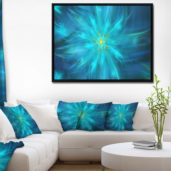 Designart 'Amazing Dance of Blue Petals' Floral Framed Canvas Art Print