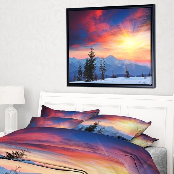 Designart 'Beautiful Winter Landscape View' Landscape Framed Canvas Art Print