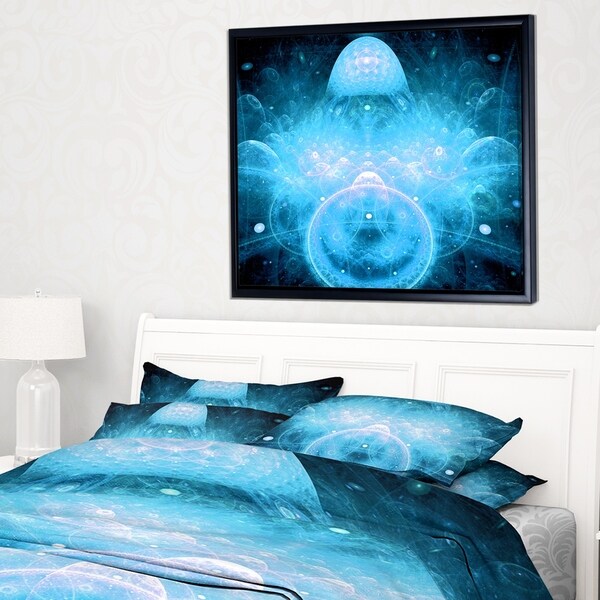 Designart 'Infinite Light Blue Universe' Floral Framed Canvas Art Print