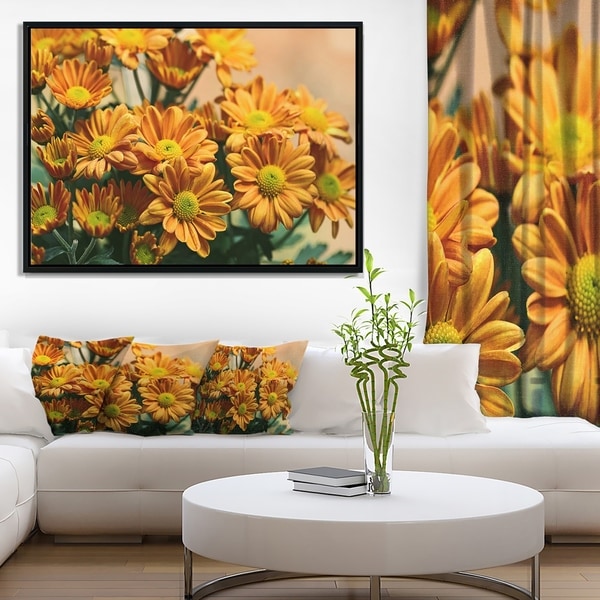 Designart 'Bright Yellow Flowers in Garden' Floral Framed Canvas Art Print