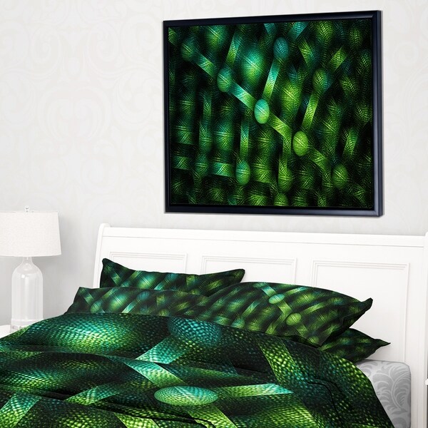 Designart 'Crystal Cell Green Steel Texture' Abstract Framed Canvas Art Print