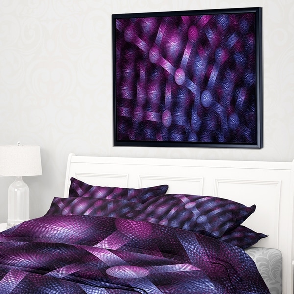 Designart 'Crystal Cell Purple Steel Texture' Abstract Wall Art Framed Canvas
