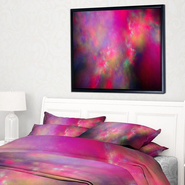 Designart 'Perfect Red Starry Sky' Abstract Framed Canvas Art Print