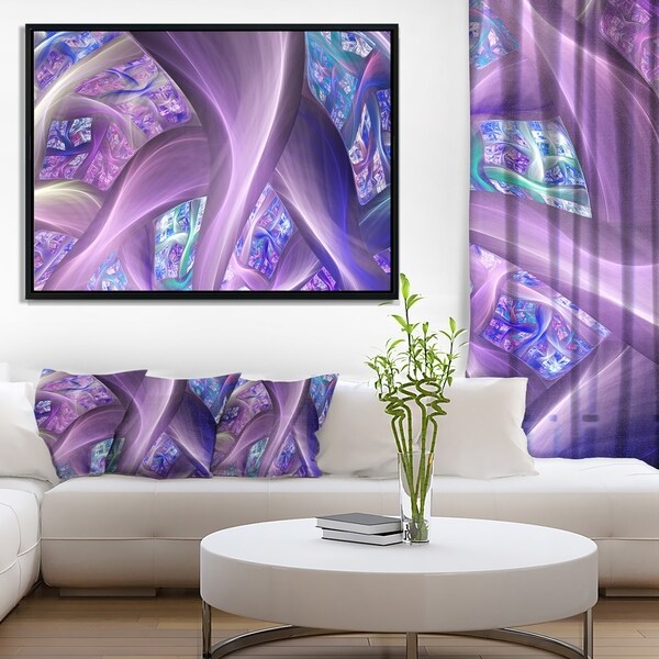 Designart 'Purple Blue Fractal Curves' Abstract Framed Canvas Art Print