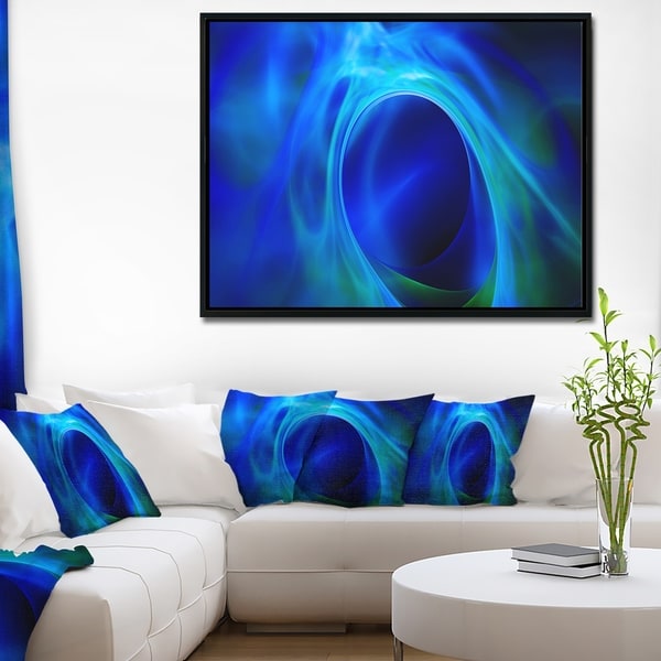 Designart 'Circled Blue Psychedelic Texture' Abstract Art on Framed Canvas