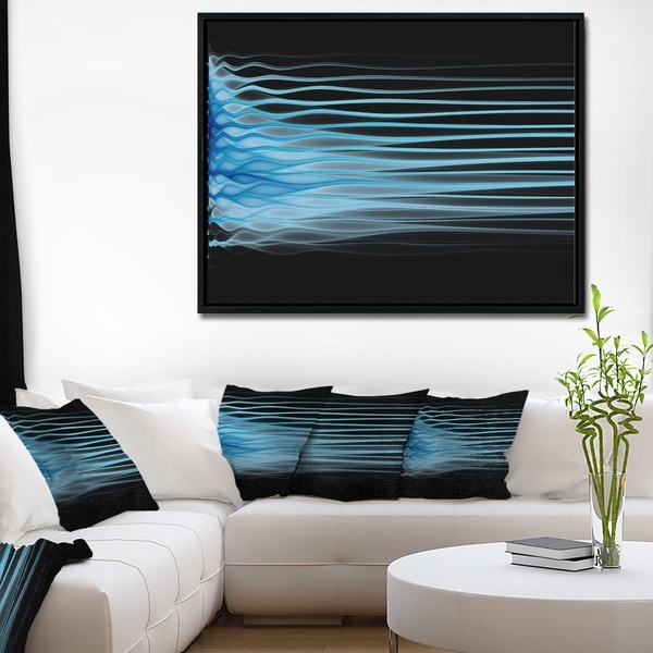 Designart 'Light Blue Fractal Flames' Abstract Art on Framed Canvas