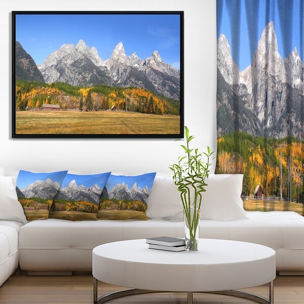 Designart 'Grand Tetons Panorama' Landscape Framed Canvas Art Print