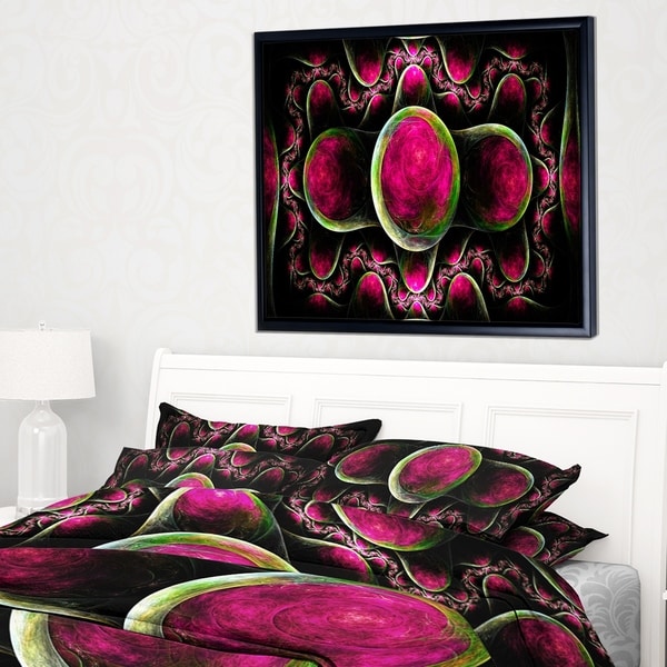 Designart 'Pink Exotic Fractal Pattern' Abstract Art on Framed Canvas