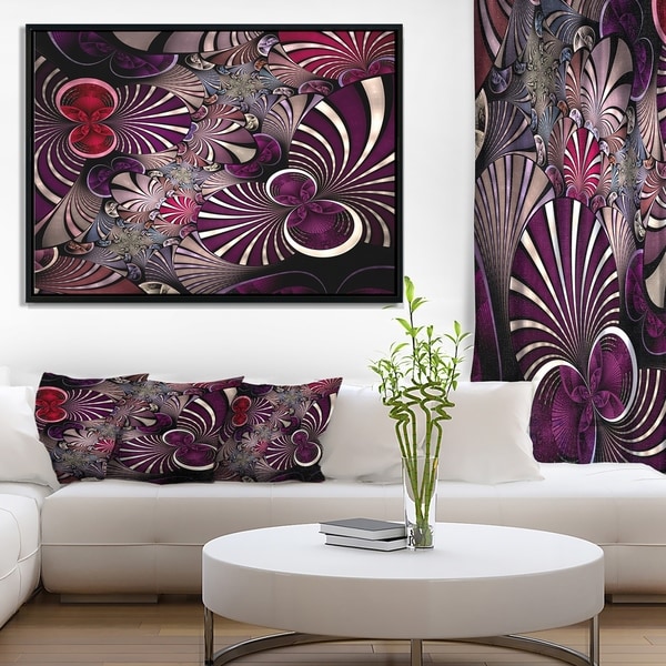 Designart 'Dark Violet Fractal Flower' Abstract Wall Art Framed Canvas