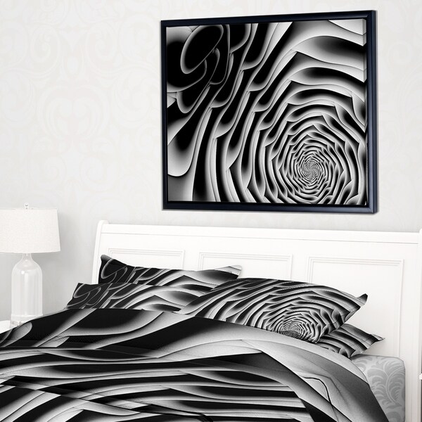 Designart 'White Flower Shaped Fractal Art' Abstract Wall Art Framed Canvas