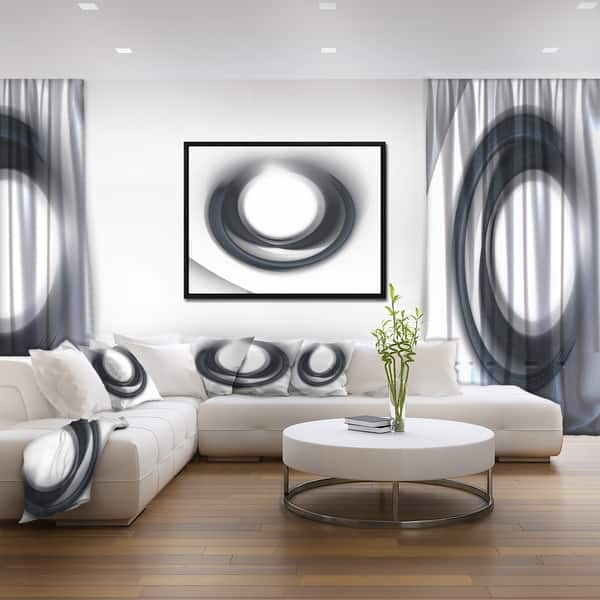 Shop Designart Large Fractal Black Circle On White Abstract Wall