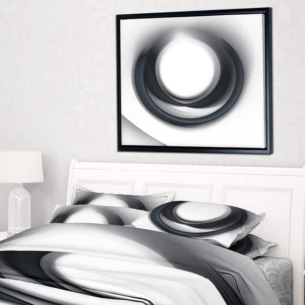 Shop Designart Large Fractal Black Circle On White Abstract Wall