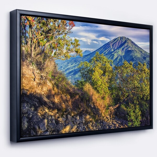 Designart 'Merbabu Volcano in Java' Landscape Framed Canvas Art Print