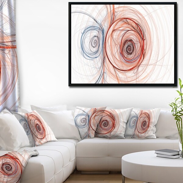 Designart 'Brown Blue Fractal Illustration' Abstract Framed Canvas Art Print