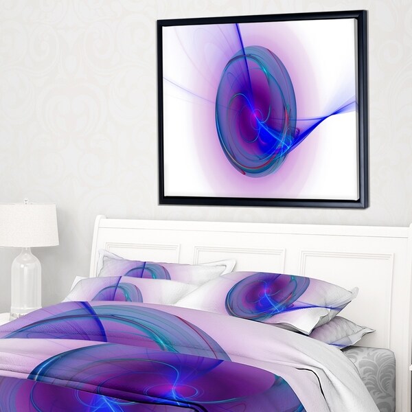 Designart 'Abstract Blue Fractal Design' Abstract Framed Canvas Art Print