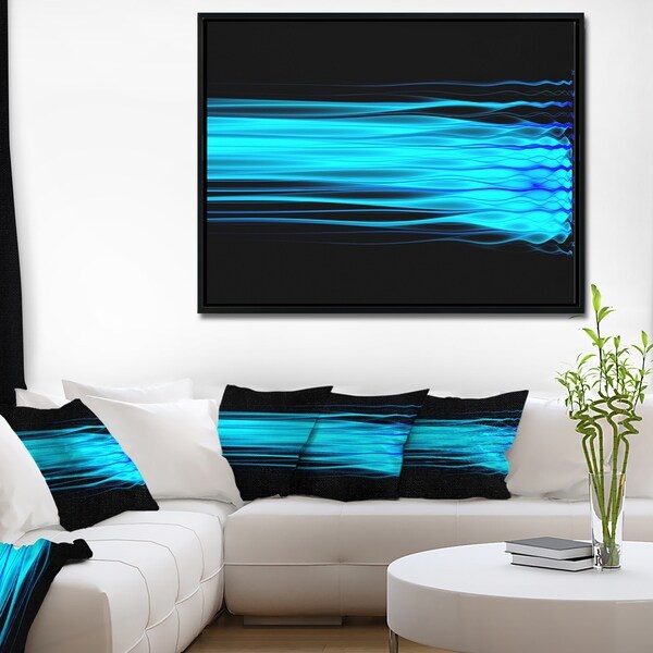 Designart 'Bright Blue Fractal Waves' Abstract Art on Framed Canvas