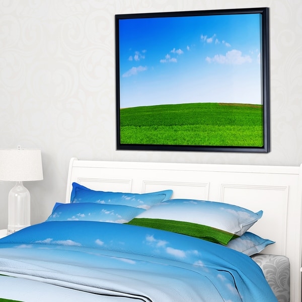 Designart 'Green Meadow Panorama' Landscape Framed Canvas Art Print