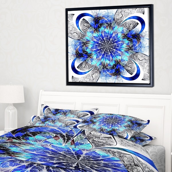 Shop Designart 'Symmetrical Blue Fractal Flower' Abstract Wall Art ...