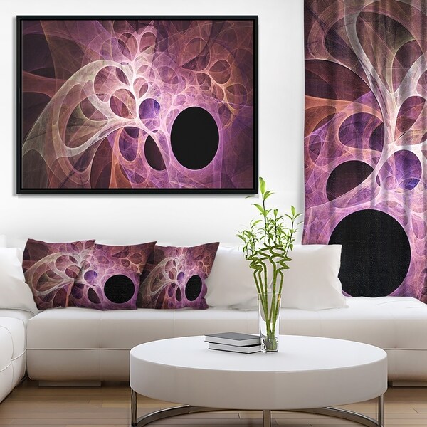 Designart 'Fractal Angel Wings in Pink' Abstract Wall Art Framed Canvas