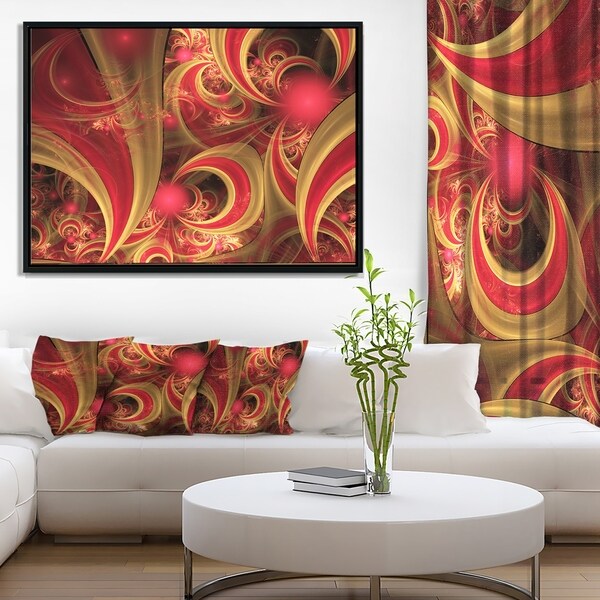 Designart 'Pink Symmetrical Fractal Pattern' Floral Framed Canvas Art Print