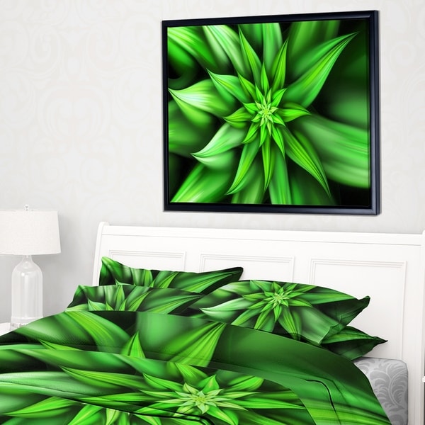 Designart 'Exotic Green Flower Petals' Floral Framed Canvas Art Print