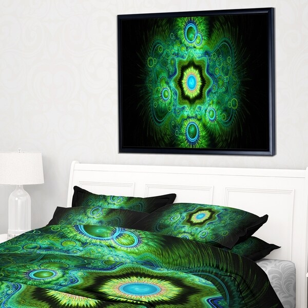 Designart 'Cabalistic Bright Green Texture' Abstract Framed Canvas Art Print