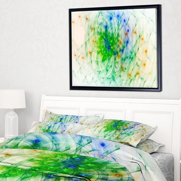 Designart 'Green Outline of Fractal Colors' Abstract Wall Art Framed Canvas